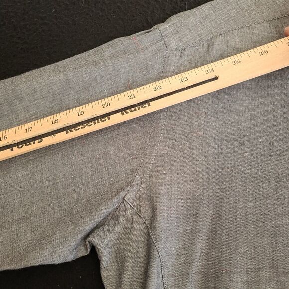 Jared Lang Mens Button Down Shirt Gray Size Medium 100% Cotton Long Sleeve - Picture 5 of 12